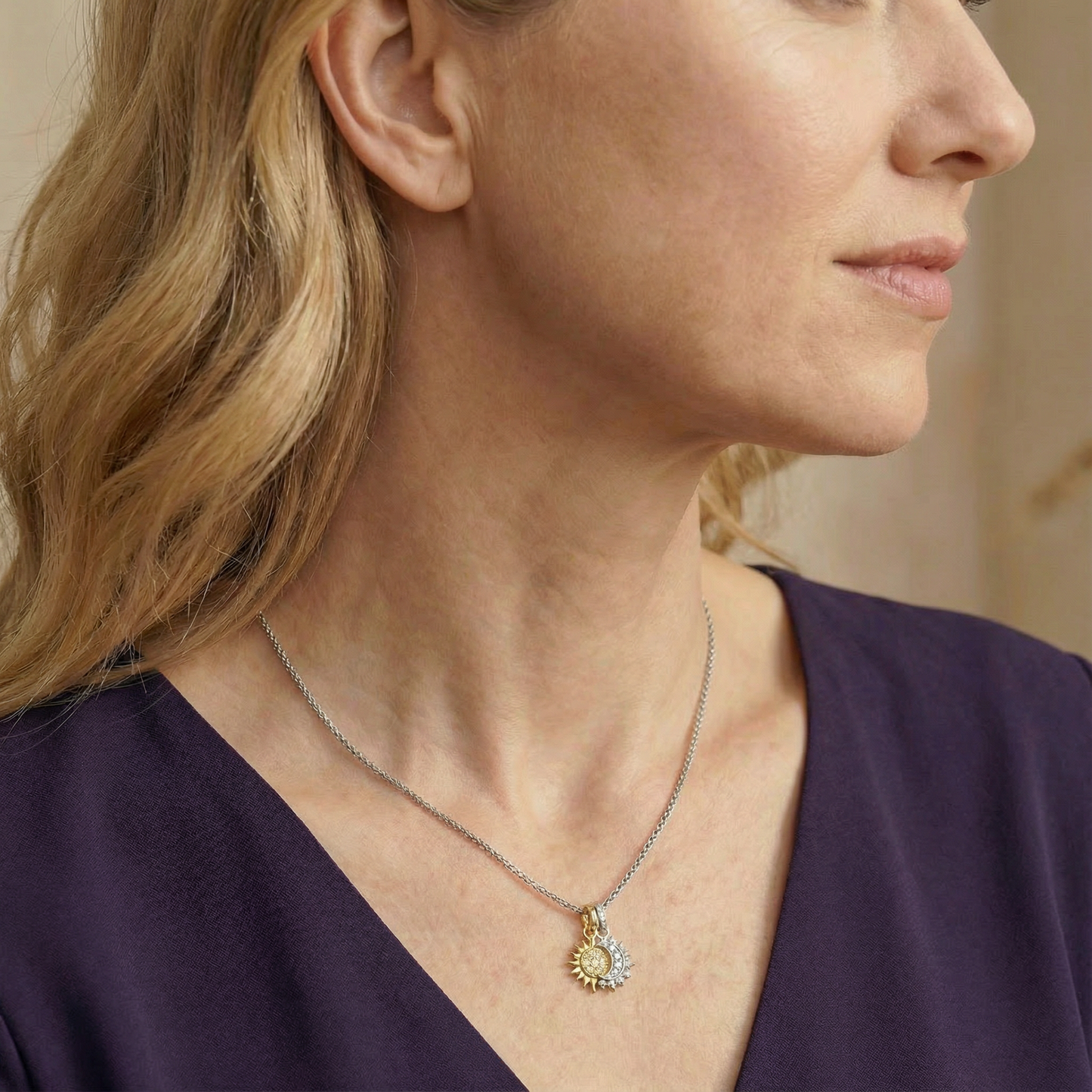 sun & moon necklace set