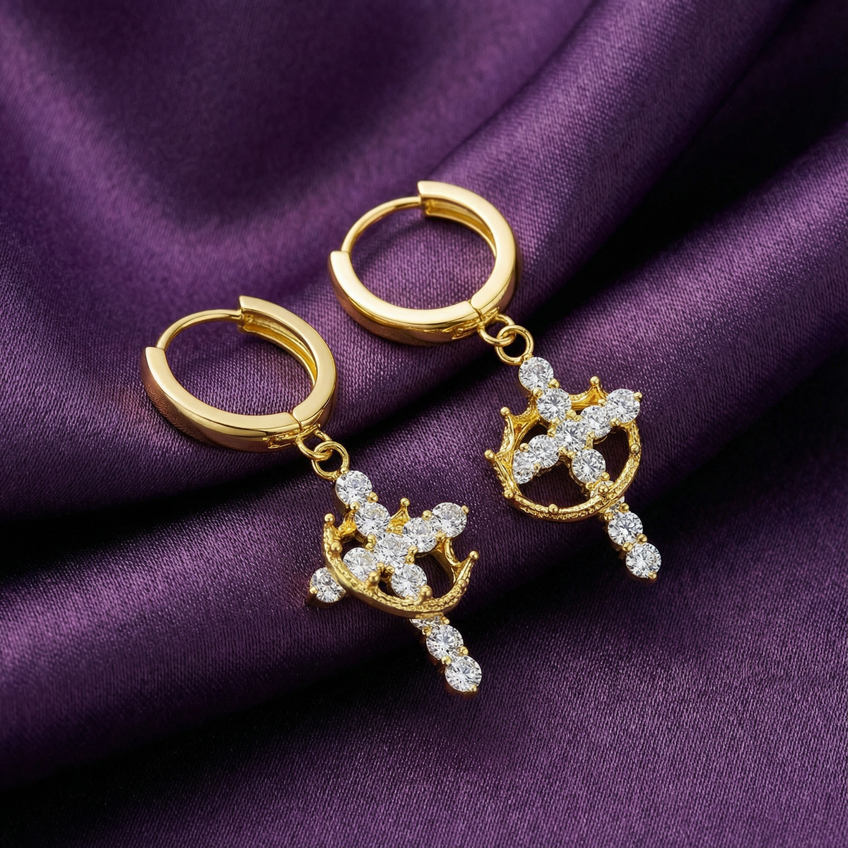 crown cross earrings