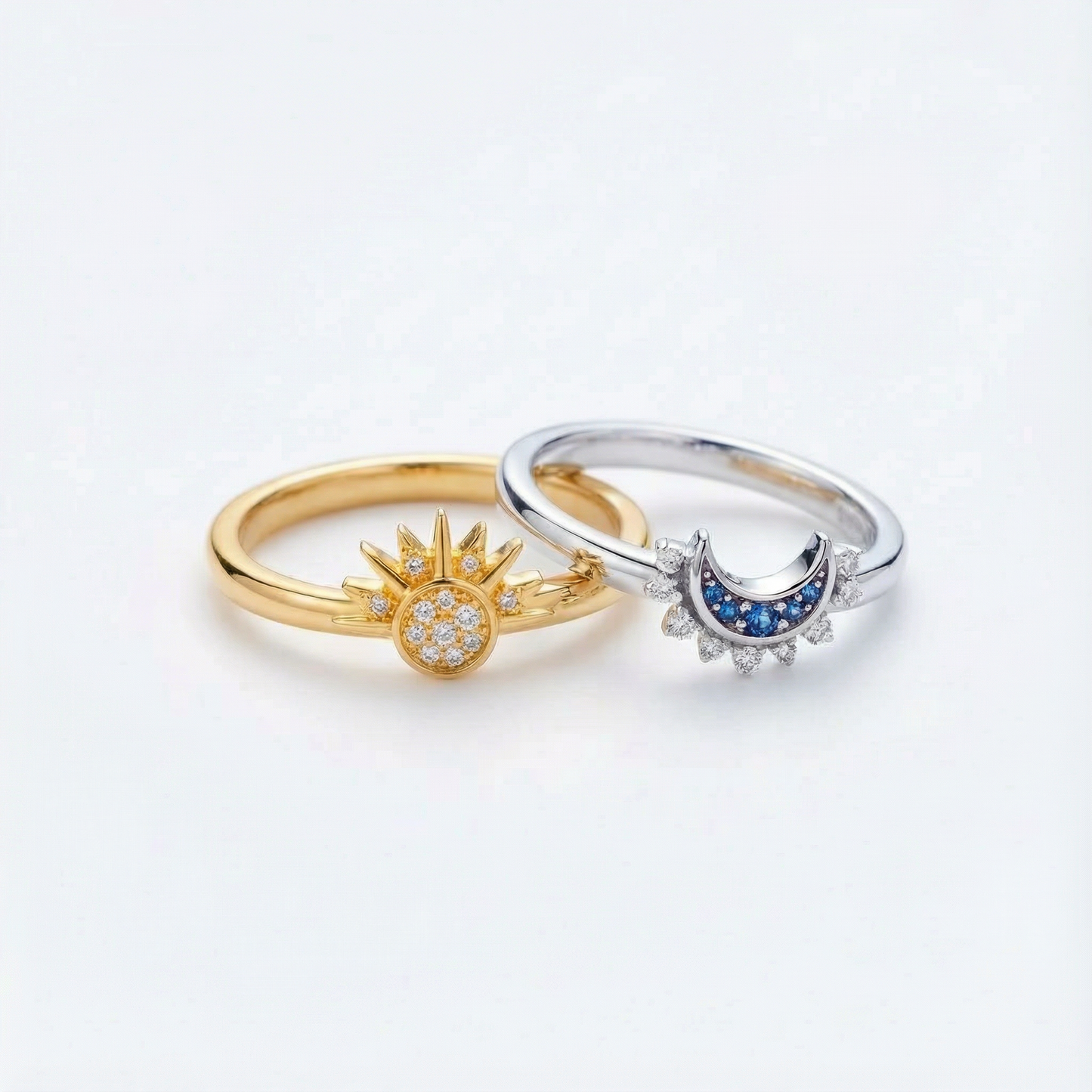 sun moon ring set
