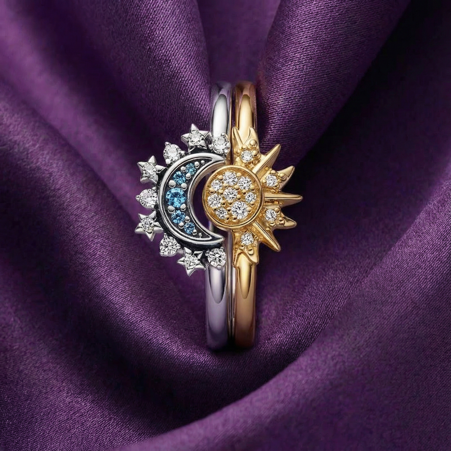 sun moon ring set
