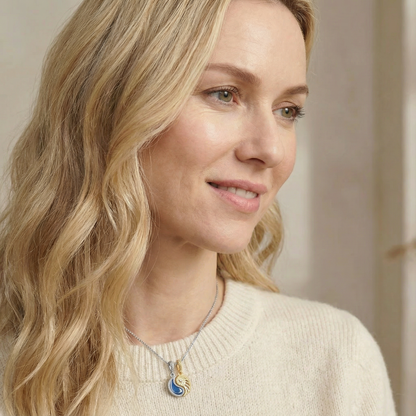 sun & moon dangle charm & necklace set