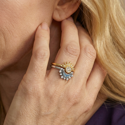 sun moon ring set