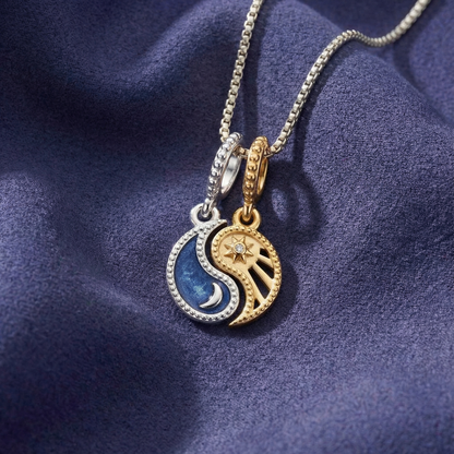 sun & moon dangle charm & necklace set