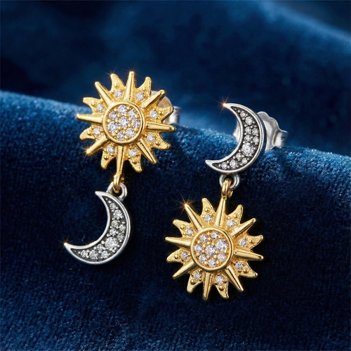 sun & moon 14k gold-plated earrings