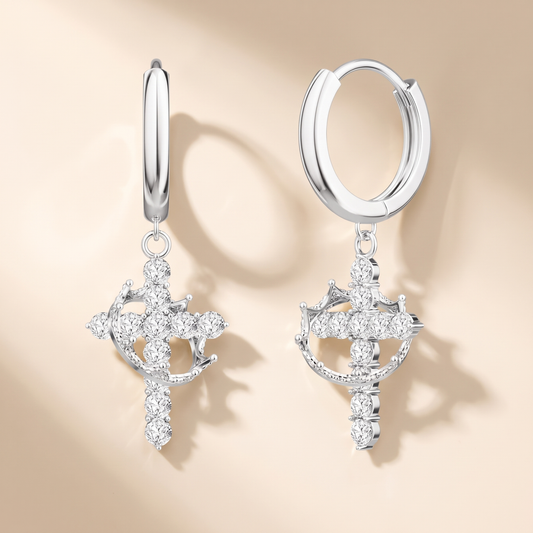 crown cross earrings