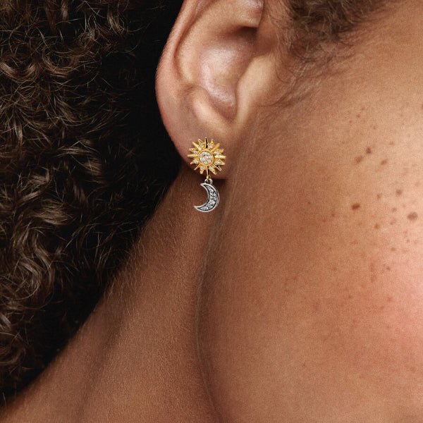 celestial sun & moon 14k gold-plated earrings