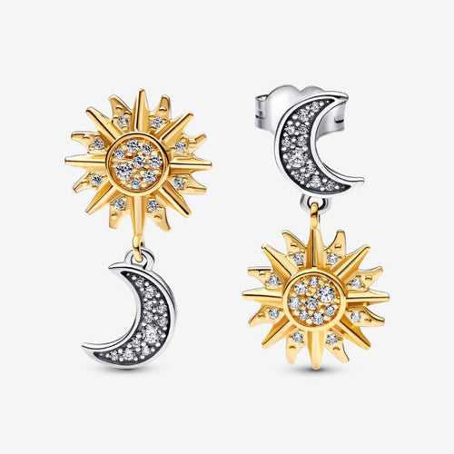 celestial sun & moon 14k gold-plated earrings