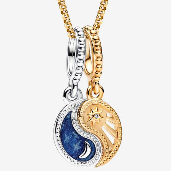 celestial sun & moon dangle charm & necklace set